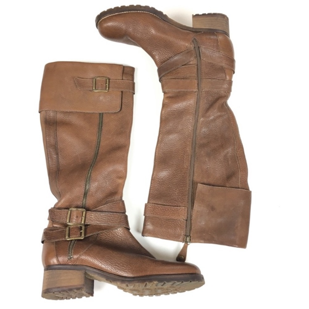 Fabianelli Brown Leather Buckle Knee High Boots‎ Women’s Sz 9
